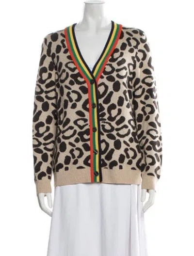 Pre-owned Kule Animal Print V-neck Sweater In Neutrals