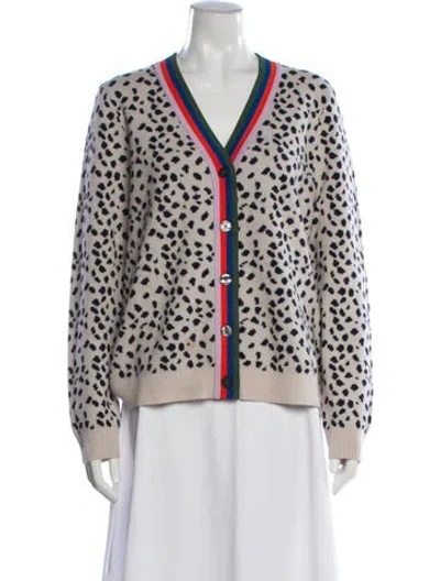 Pre-owned Kule Animal Print V-neck Sweater In Neutrals