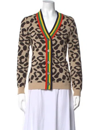 Pre-owned Kule Animal Print V-neck Sweater In Neutrals