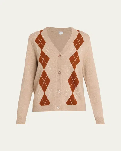 Kule Argyle V-neck Cardigan In Brown