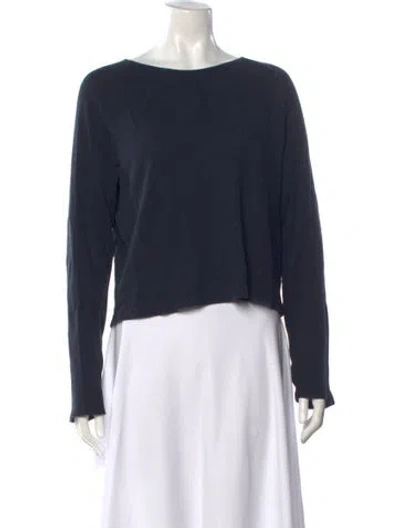 Pre-owned Kule Bateau Neckline Long Sleeve Top In Blue