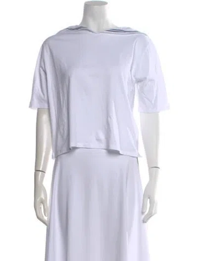 Pre-owned Kule Bateau Neckline Short Sleeve T-shirt In White