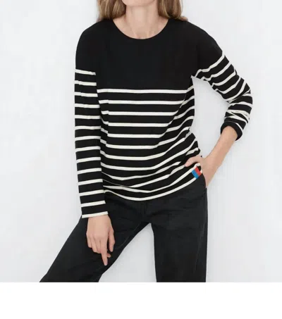 Kule Boyfriend Long Sleeve Tee In Black/cream