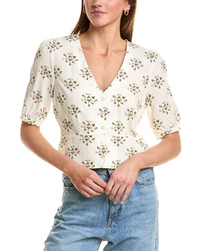 Kule Button Cropped Blouse In Neutral