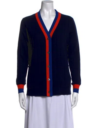 Pre-owned Kule Cashmere Colorblock Pattern Sweater In Blue