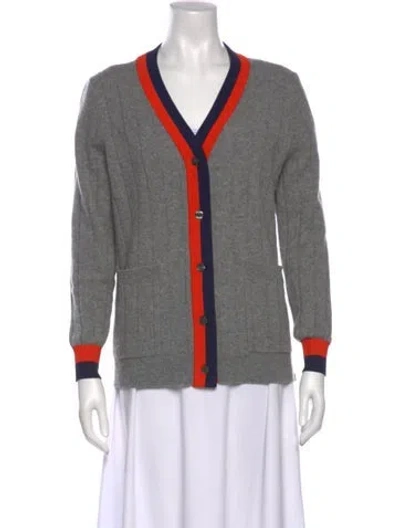 Pre-owned Kule Cashmere Colorblock Pattern Sweater In Gray