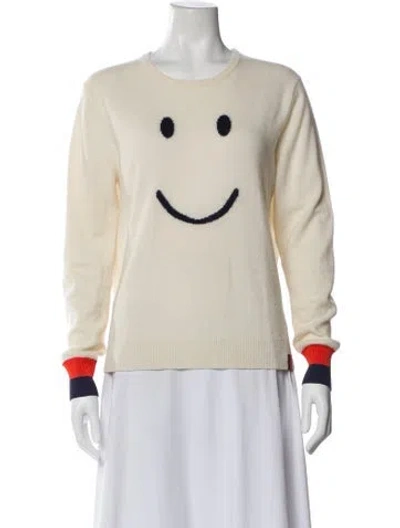 Pre-owned Kule Cashmere Graphic Print Sweater In White