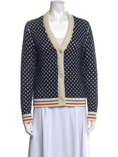 Pre-owned Kule Cashmere Patterned Sweater In Blue