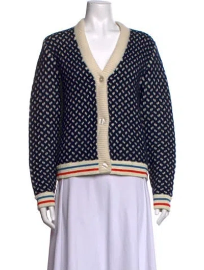 Pre-owned Kule Cashmere Patterned Sweater In Blue