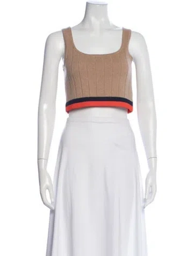 Pre-owned Kule Cashmere Square Neckline Crop Top In White