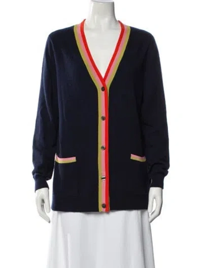 Pre-owned Kule Cashmere Striped Sweater In Blue