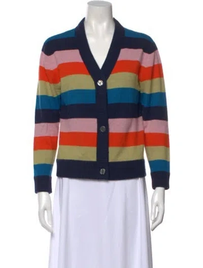 Pre-owned Kule Cashmere Striped Sweater In Blue