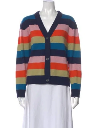 Pre-owned Kule Cashmere Striped Sweater In Blue