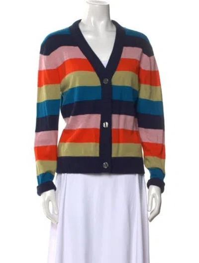 Pre-owned Kule Cashmere Striped Sweater In Blue