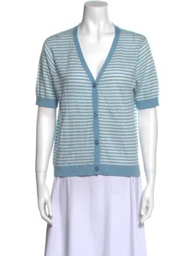 Pre-owned Kule Cashmere Striped Sweater In Blue