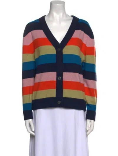 Pre-owned Kule Cashmere Striped Sweater In Blue