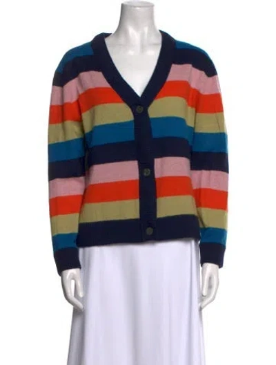 Pre-owned Kule Cashmere Striped Sweater In Blue