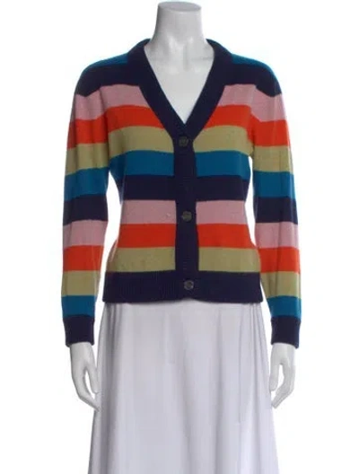 Pre-owned Kule Cashmere Striped Sweater In Blue