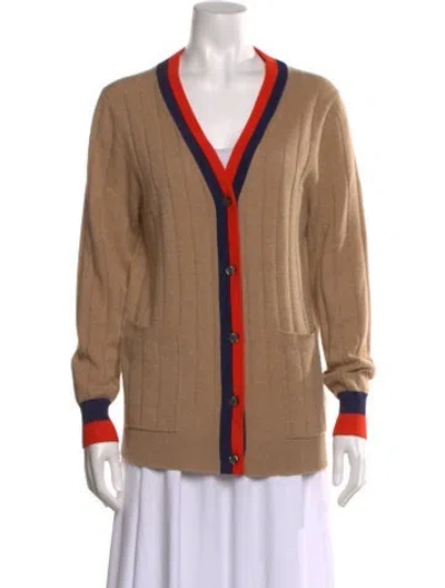 Pre-owned Kule Cashmere Striped Sweater In Brown