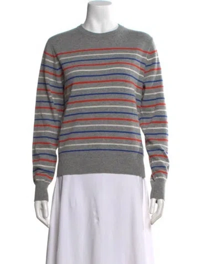 Pre-owned Kule Cashmere Striped Sweater In Gray
