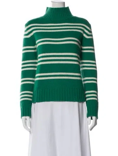 Pre-owned Kule Cashmere Striped Sweater In Green