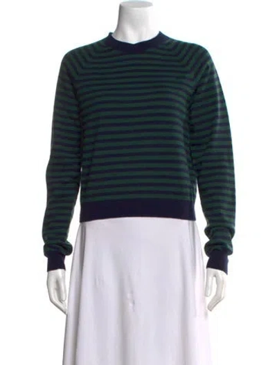 Pre-owned Kule Cashmere Striped Sweater In Green