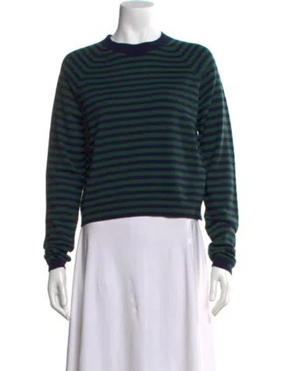 Pre-owned Kule Cashmere Striped Sweater In Green