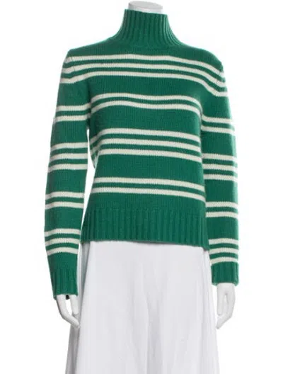 Pre-owned Kule Cashmere Striped Sweater In Green