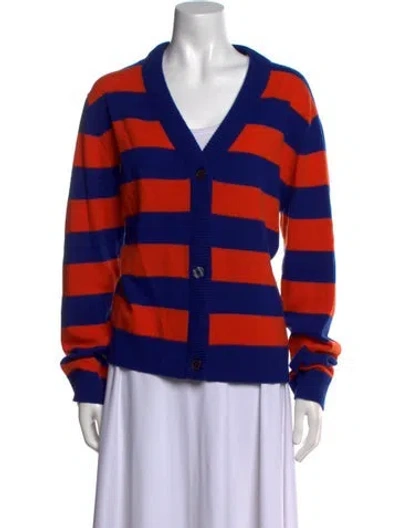 Pre-owned Kule Cashmere Striped Sweater In Orange