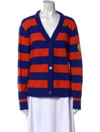 Pre-owned Kule Cashmere Striped Sweater In Orange