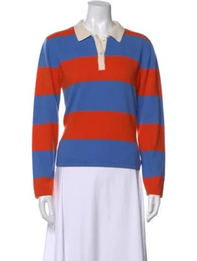 Pre-owned Kule Cashmere Striped Sweater In Orange