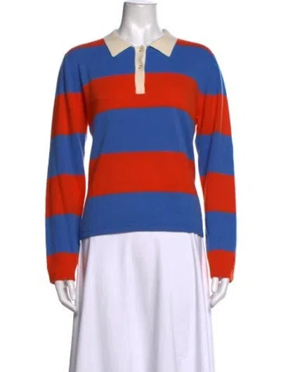 Pre-owned Kule Cashmere Striped Sweater In Orange