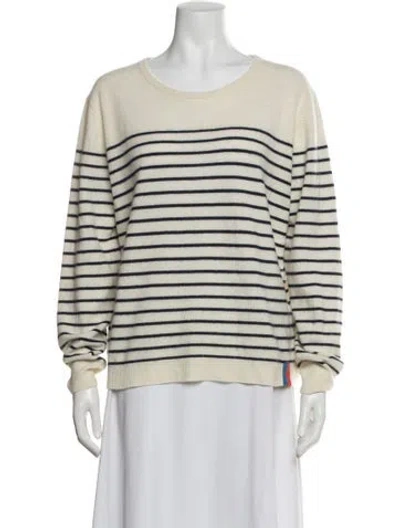 Pre-owned Kule Cashmere Striped Sweater In White