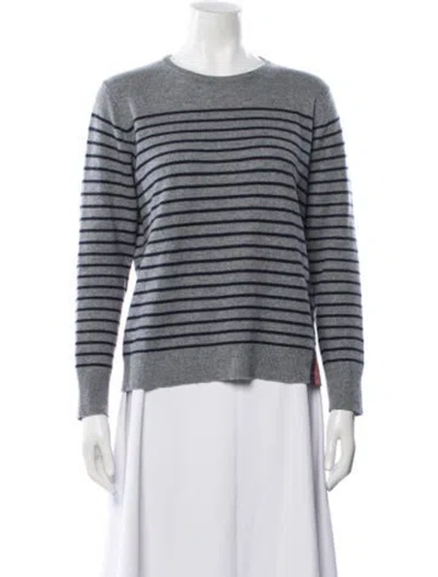 Pre-owned Kule Cashmere Striped Sweater In White