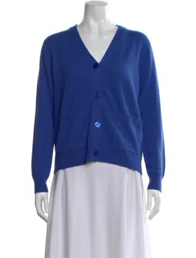 Pre-owned Kule Cashmere V-neck Sweater In Blue
