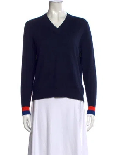 Pre-owned Kule Cashmere V-neck Sweater In Blue