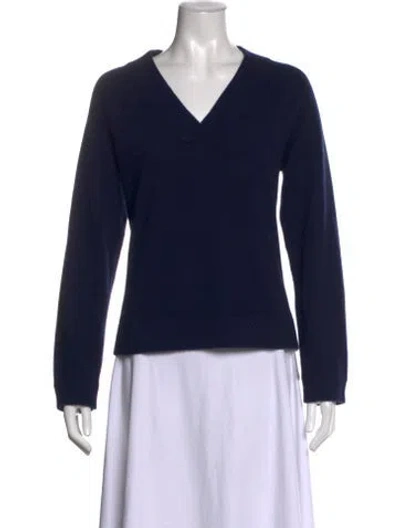Pre-owned Kule Cashmere V-neck Sweater In Blue