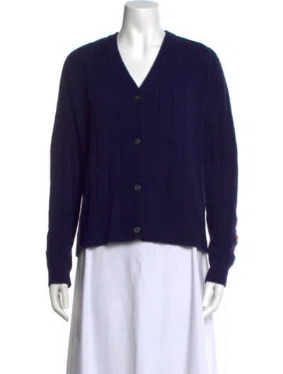 Pre-owned Kule Cashmere V-neck Sweater In Blue