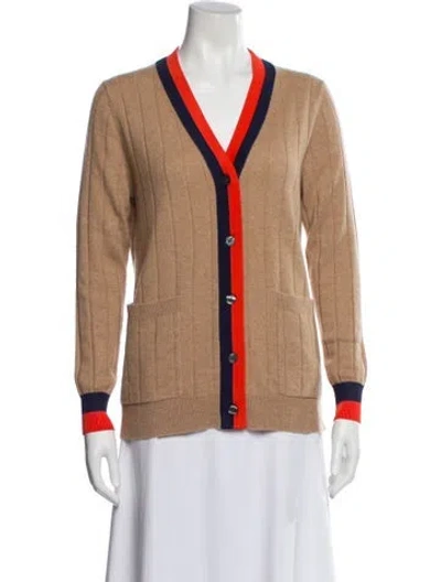 Pre-owned Kule Cashmere V-neck Sweater In Brown