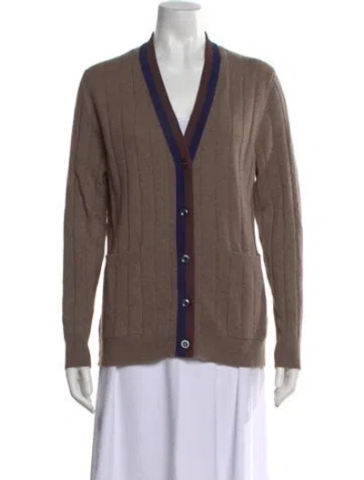 Pre-owned Kule Cashmere V-neck Sweater In Brown