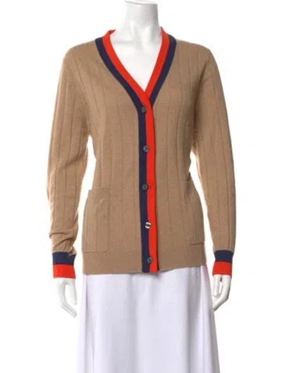 Pre-owned Kule Cashmere V-neck Sweater In Brown