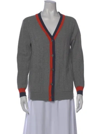 Pre-owned Kule Cashmere V-neck Sweater In Gray