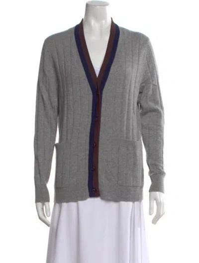 Pre-owned Kule Cashmere V-neck Sweater In Gray
