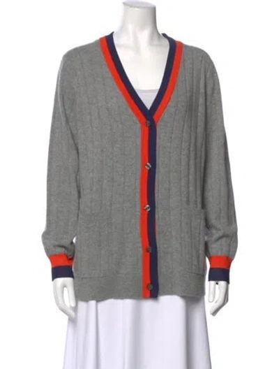Pre-owned Kule Cashmere V-neck Sweater In Gray