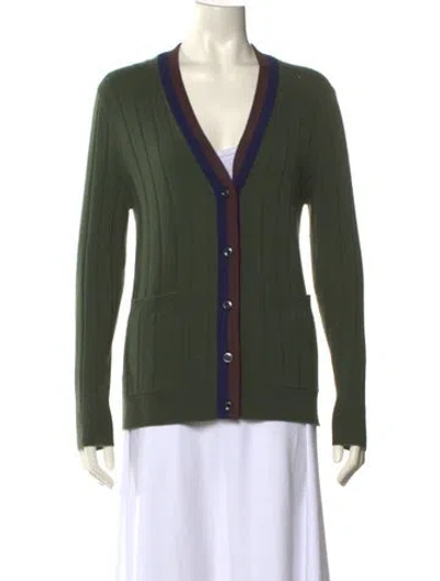 Pre-owned Kule Cashmere V-neck Sweater In Green