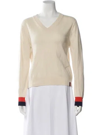 Pre-owned Kule Cashmere V-neck Sweater In Neutral
