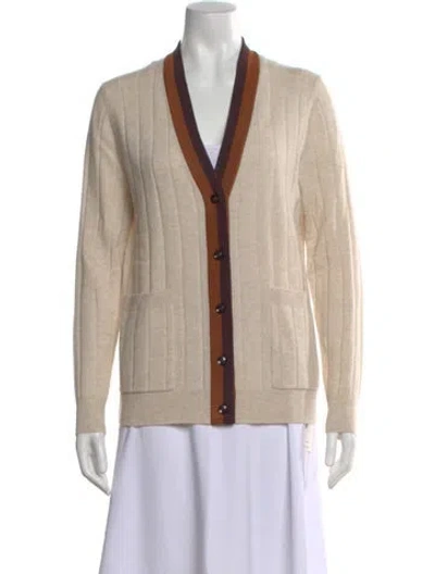 Pre-owned Kule Cashmere V-neck Sweater In Neutral
