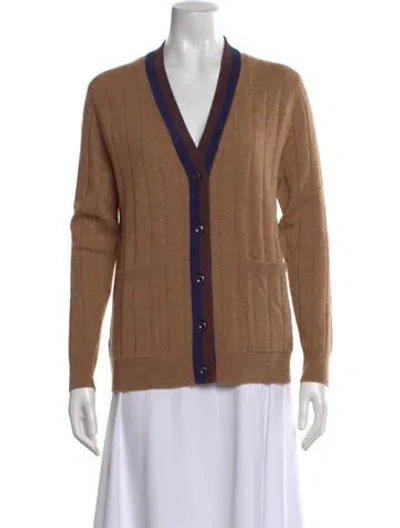 Pre-owned Kule Cashmere V-neck Sweater In Neutral