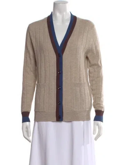 Pre-owned Kule Cashmere V-neck Sweater In Neutral