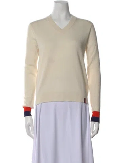 Pre-owned Kule Cashmere V-neck Sweater In Neutral